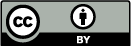 CC BY 4.0 license badge consisting of the Creative Commons logo with 'CC' and 'BY' icons indicating attribution requirement for open access content